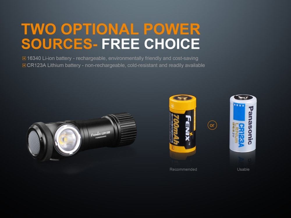 Fenix LD15R, Rechargeable LED Flashlight, Right-Angled LED Torch, USB Rechargeable, Compact everyday carry Flashlight