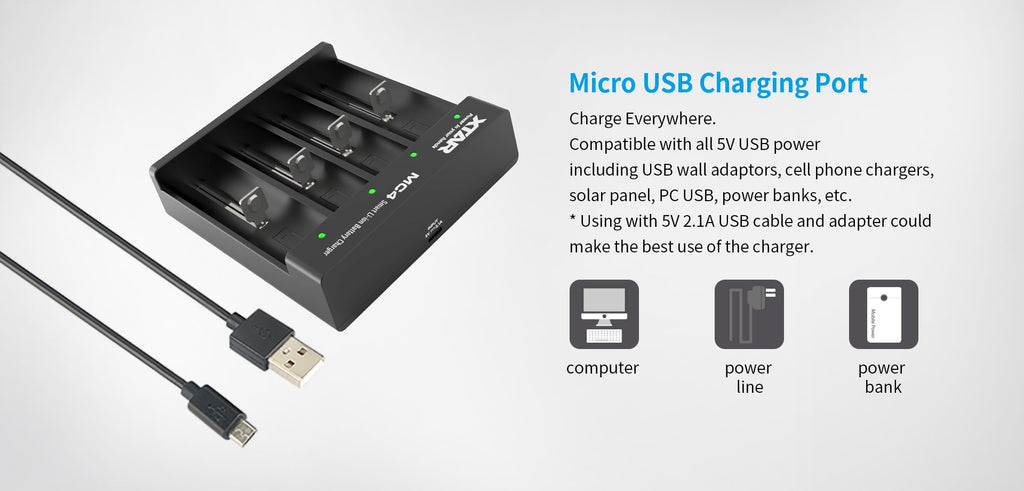 Xtar MC4 Rechargeable Li-ion Battery Charger