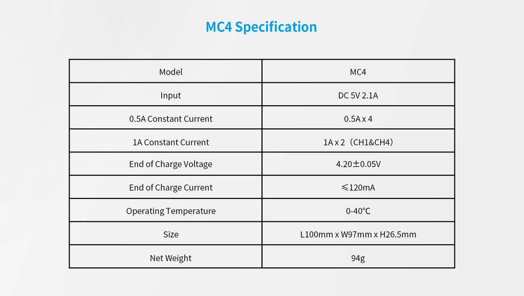 Xtar MC4 Rechargeable Li-ion Battery Charger