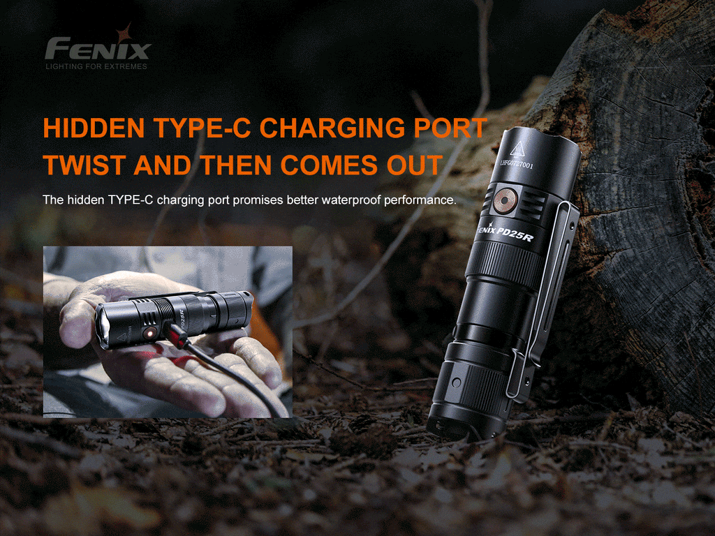 Fenix PD25R palm sized EDC torchlight with 800 Lumens and beam distance of 250 meters