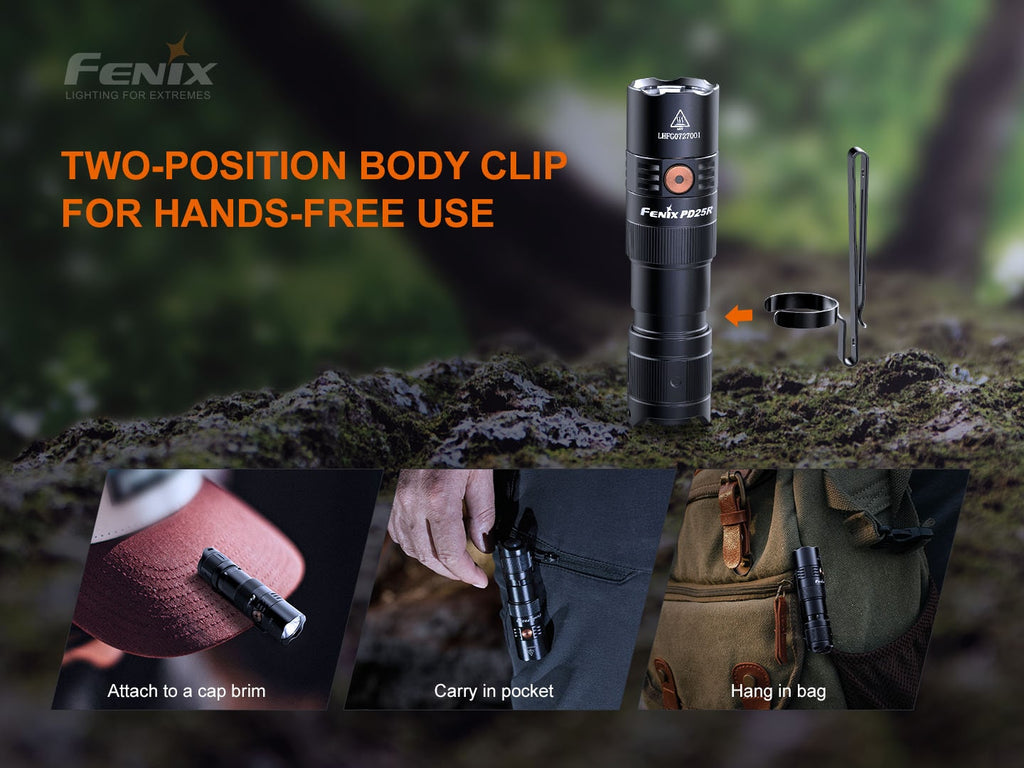 Fenix PD25R palm sized EDC torchlight with 800 Lumens and beam distance of 250 meters