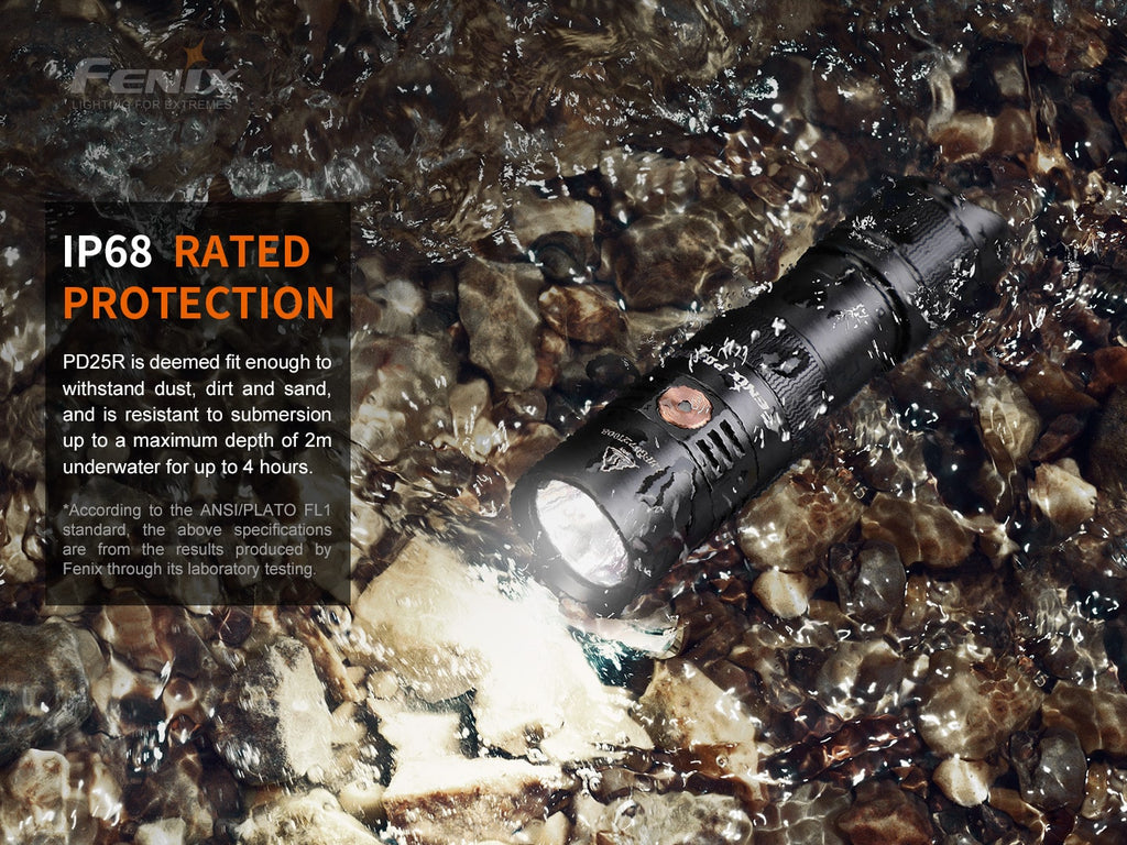 Fenix PD25R palm sized EDC torchlight with 800 Lumens and beam distance of 250 meters