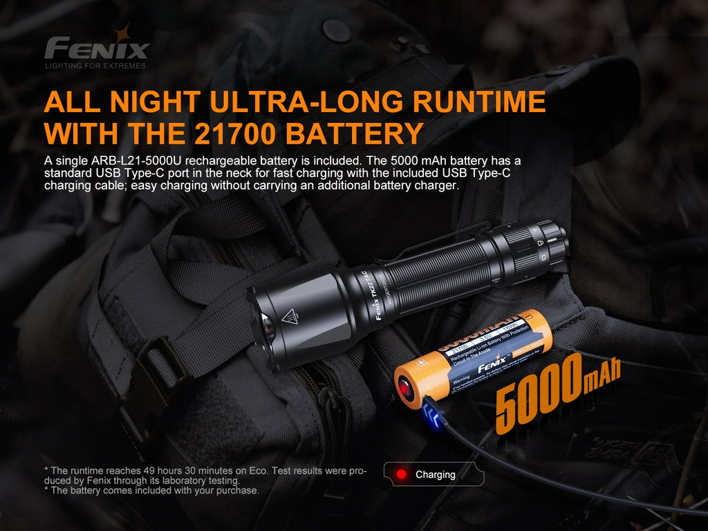 Fenix TK22 TAC LED torch with 2800 lumens and beam distance of 540 meters best torchlight for outdoor adventure, camping, trekking, Law Enforcement