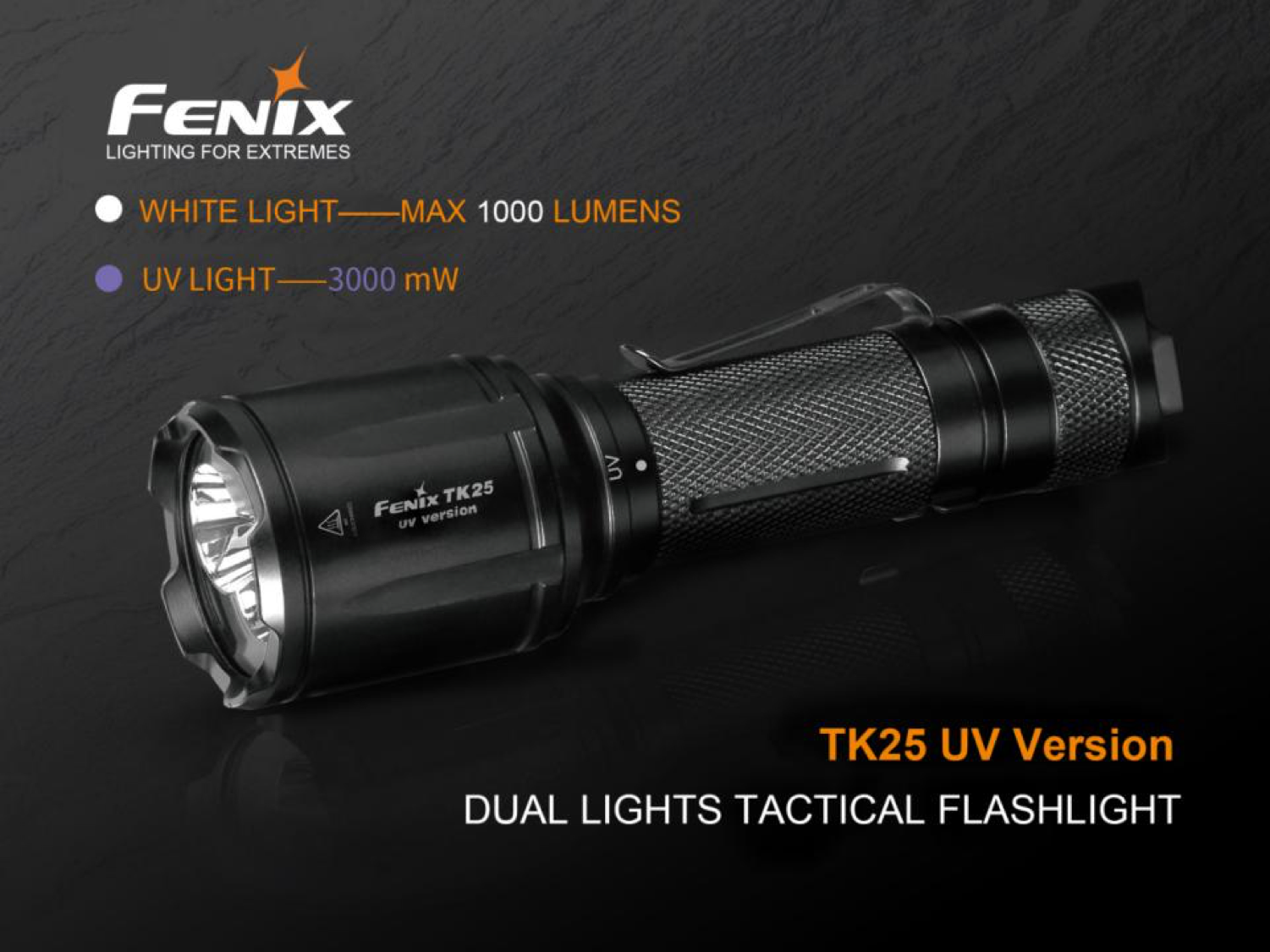 Fenix TK25UV LED Flashlight, UV Torch in India, White + Ultra Violet LEDs, Specially designed for Law enforcement policing department, One switch operation tactical LED Flashlight in India, Powerful LED Torch