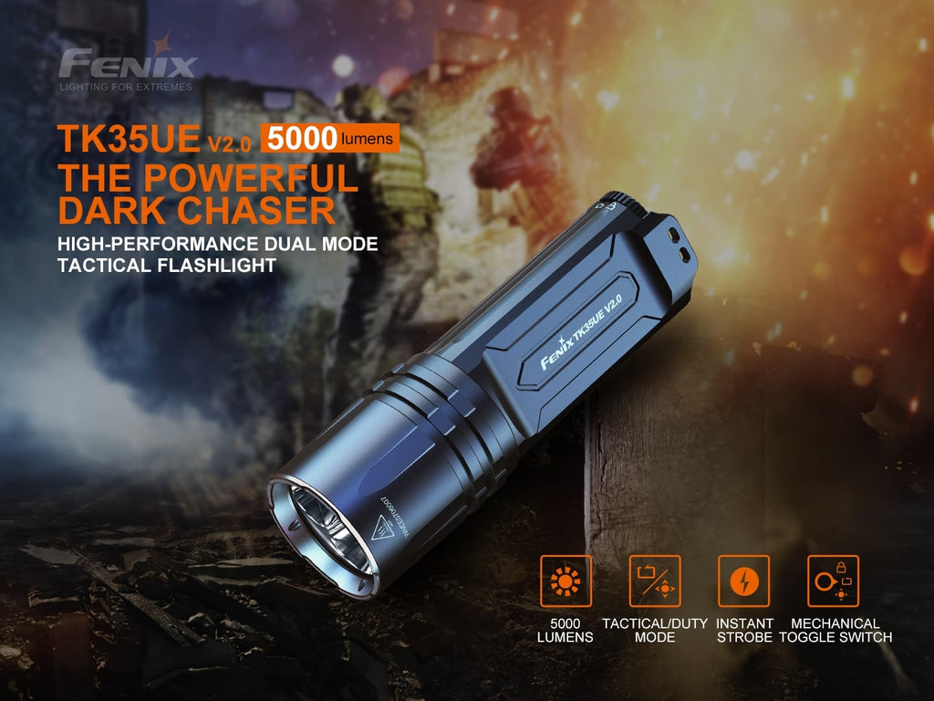 Fenix TK35 UE V2 Extremely powerful and handy torch light with 5000 Lumens and 400 meters beam distance