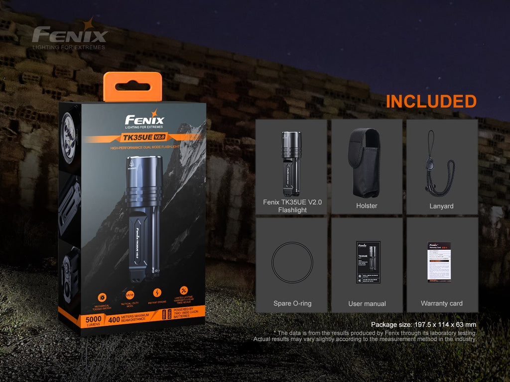 Fenix TK35 UE V2 Extremely powerful torch light with 5000 Lumens and high beam distance