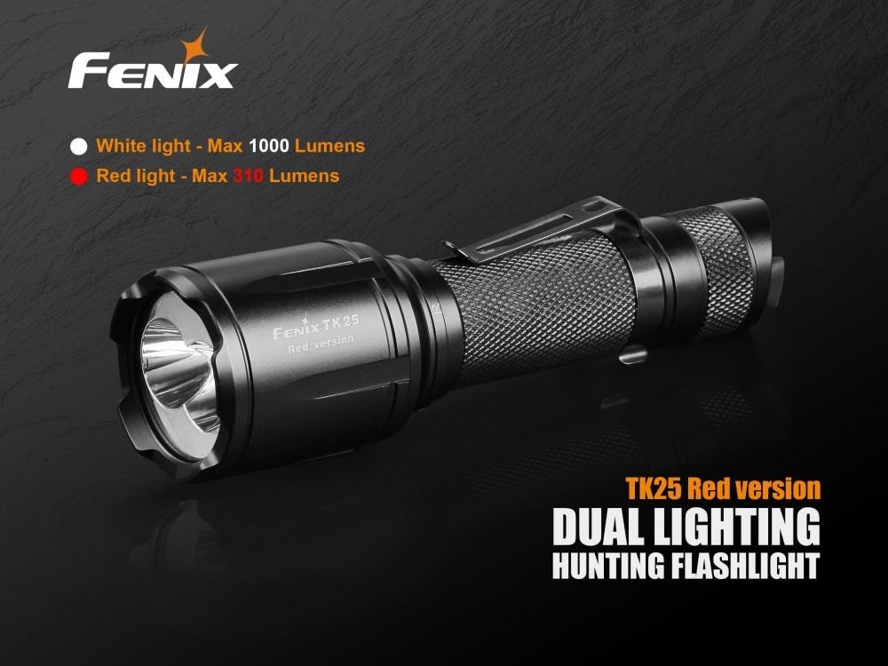 Fenix TK25 Red LED Flashlight | 1000 Lumen | Dual Color Tactical Light | Outdoor Powerful Flashlight | Red LED Light Torch | Compact and Powerful Flashlight