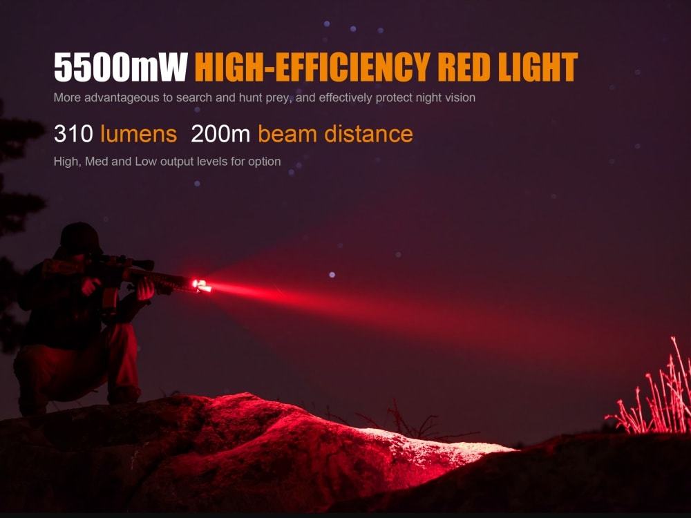 Fenix TK25 Red LED Flashlight | 1000 Lumen | Dual Color Tactical Light | Outdoor Powerful Flashlight | Red LED Light Torch | Compact and Powerful Flashlight