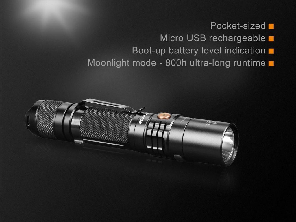 Fenix UC35 V2.0 LED Flashlight, 1000 Lumens Torch, USB Rechargeable Flashlight, Everyday carry Duty Flashlight in India