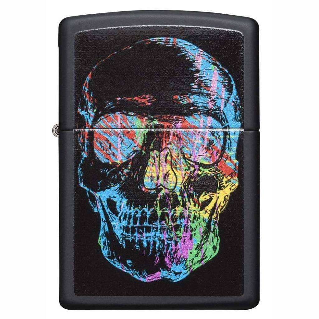 Zippo Colourful Skull Black Matte Lighter, Zippo 28042 Lighter, Pocket Size Best Windproof Lighter in India, Zippo India