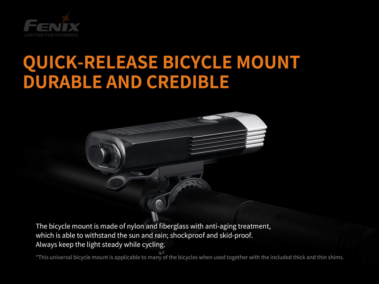 Fenix BC30 V2 LED Bike Light, Fenix BC30 Powerful Bicycle Light, Rechargeable Outdoor Bicycle light for Cyclist