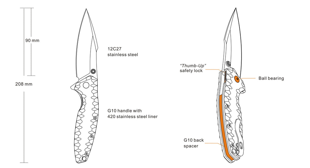 Ruike P843-W foldable EDC razor sharp pocket knife in India, Best tactical pocket knife available in India