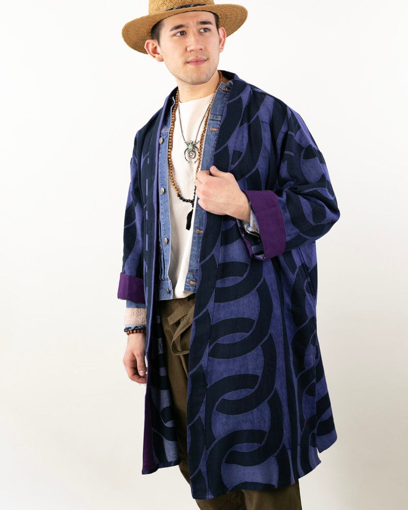 Wa-Modern Haori Robe, Indigo, Watsunagi — Kiriko Made