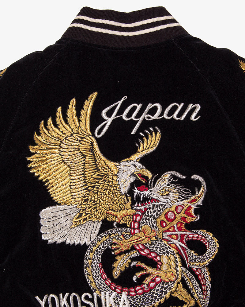 Vintage Japanese Sukajan, Black, Eagle and Dragon