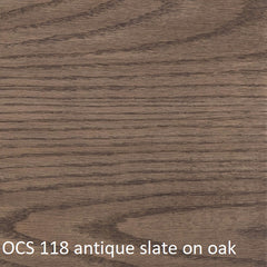 OCS 118 antique slate finish shown on oak