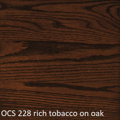 OCS 228 rich tobacco finish shown on oak