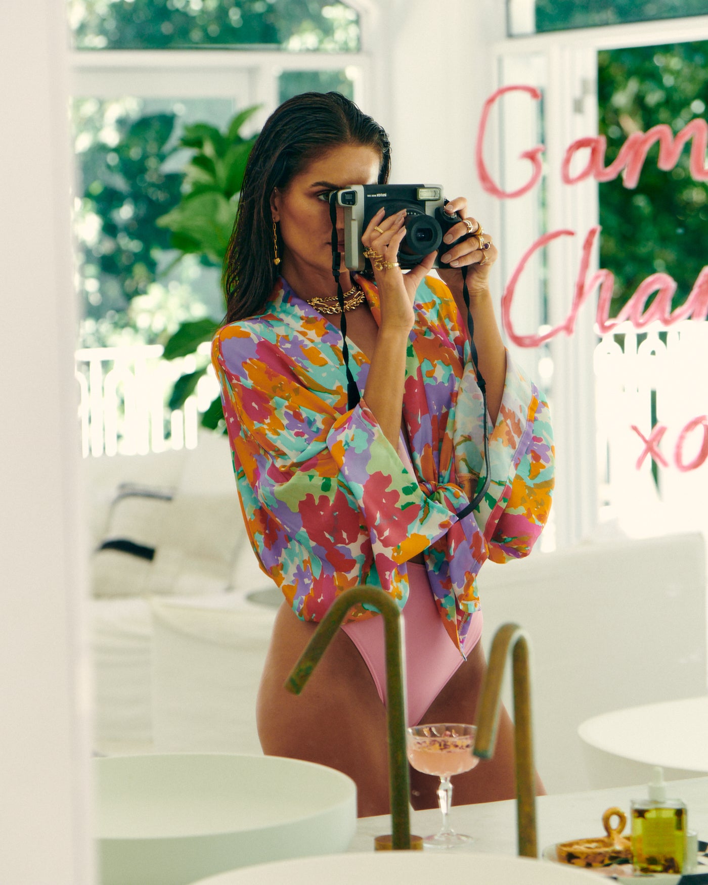 Pippa The Label Game Changer Campaign Shoot Cabarita Casa Campana Summer Coco Top in Felt Cute Floral Print