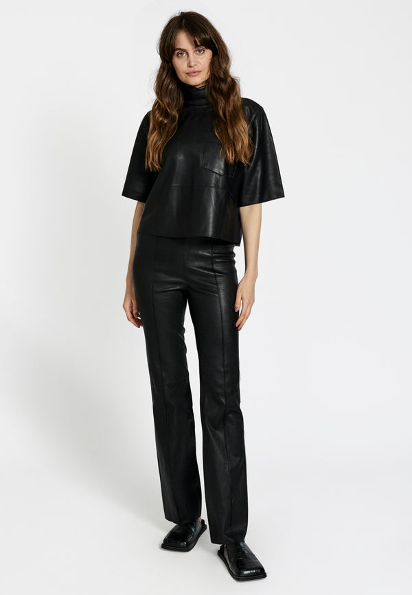 Celia pintuck leather pants - Black – NORR