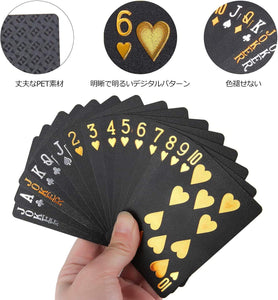 トランプ プラスチック54枚 ブラック カードゲーム マジックトランプ パーティー 防水 ゴールドホイル ポーカーカード カッコイイ 色褪せ Extreme Shopkt