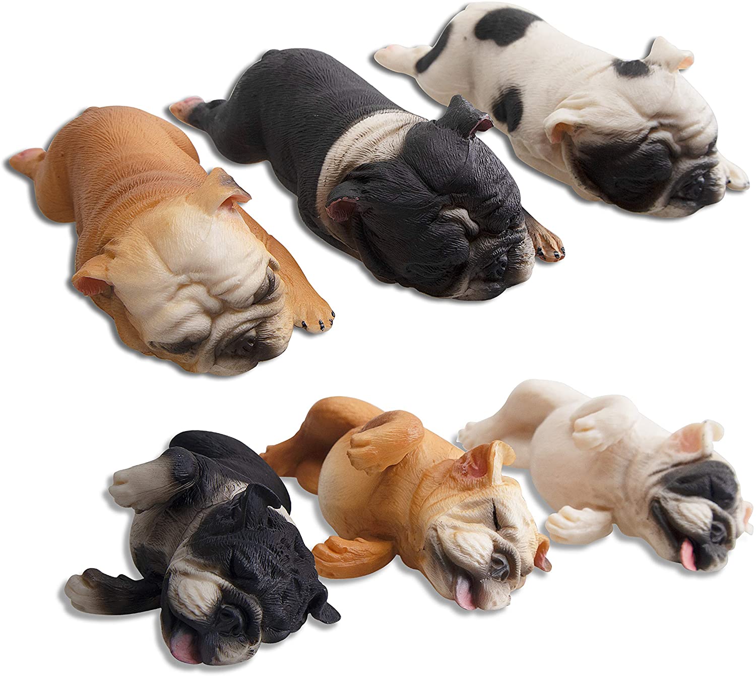Toymany 犬フィギュア フレンチブルドッグ 動物フィギュアセット リアルな動物模型 6pcs入 眠い 睡眠