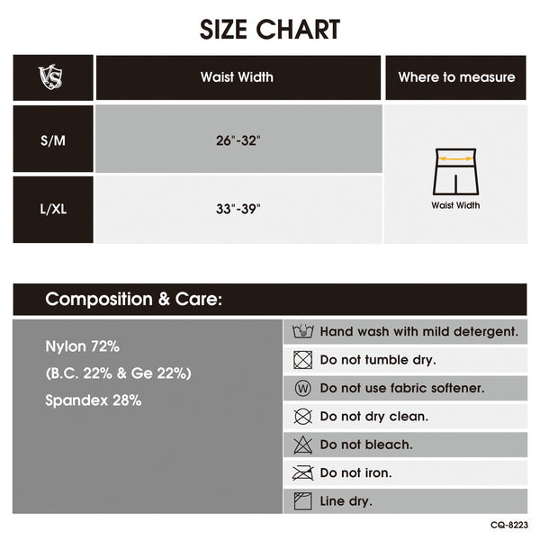 Seamless Shorts size chart