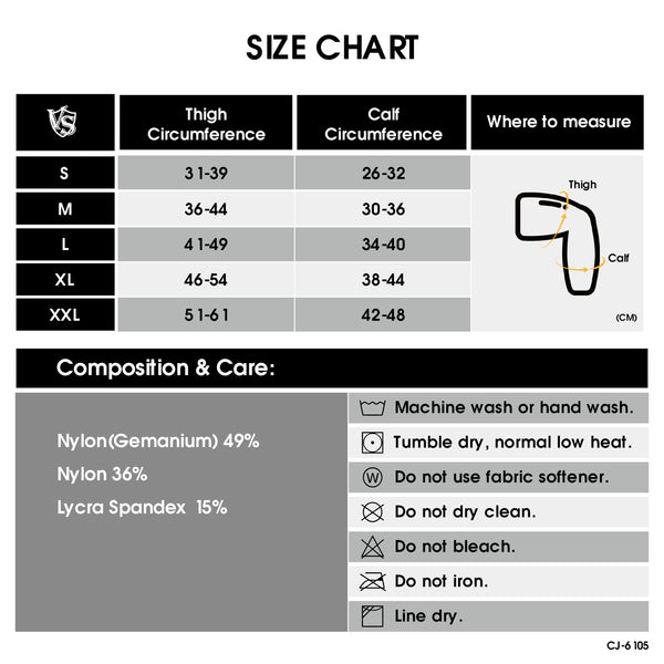 compression leg sleeve size chart