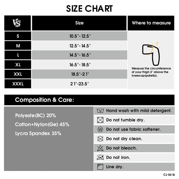 compression knee sleeve train tec size chart