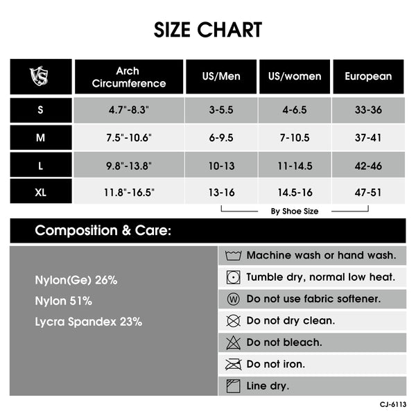 ankle sleeve size chart