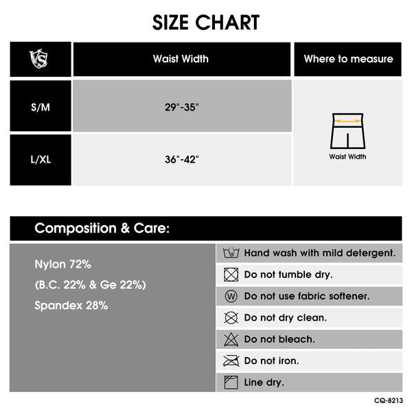 compression seamless shorts size chart