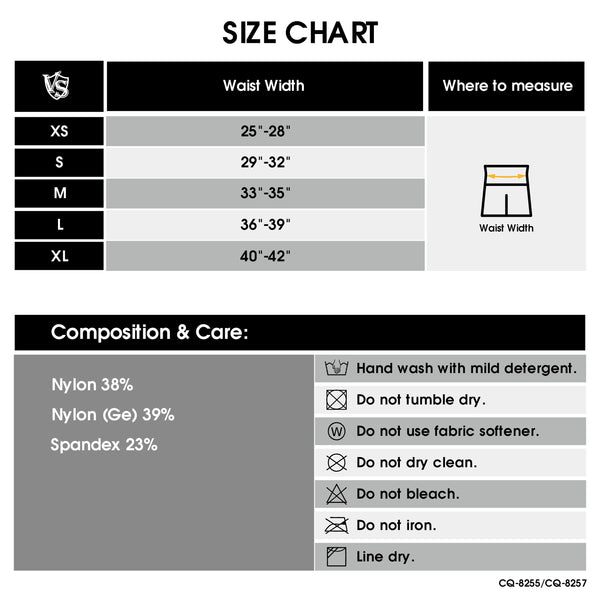 compression leggings size chart