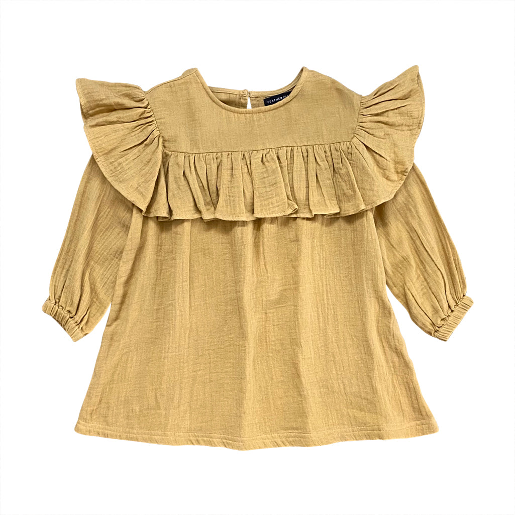 LONG SLEEVE FRILL SMOCK - CARAMEL – Feather Drum