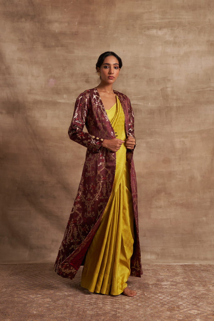 Black Pure Banarasi Silk Handwoven Tanchui Stitched Jacket – Khinkhwab