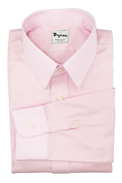Pink Doby Shirt with Micro Check Pink Collar and Cuff – byronshirts
