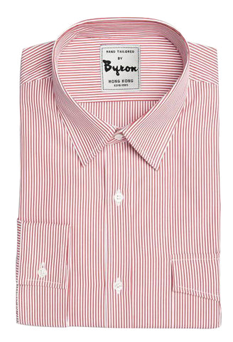 White and Red Thin Striped Shirt – byronshirts
