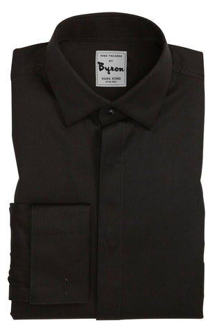Black tuxedo Shirt with Hidden Placket & French Cuffs – byronshirts