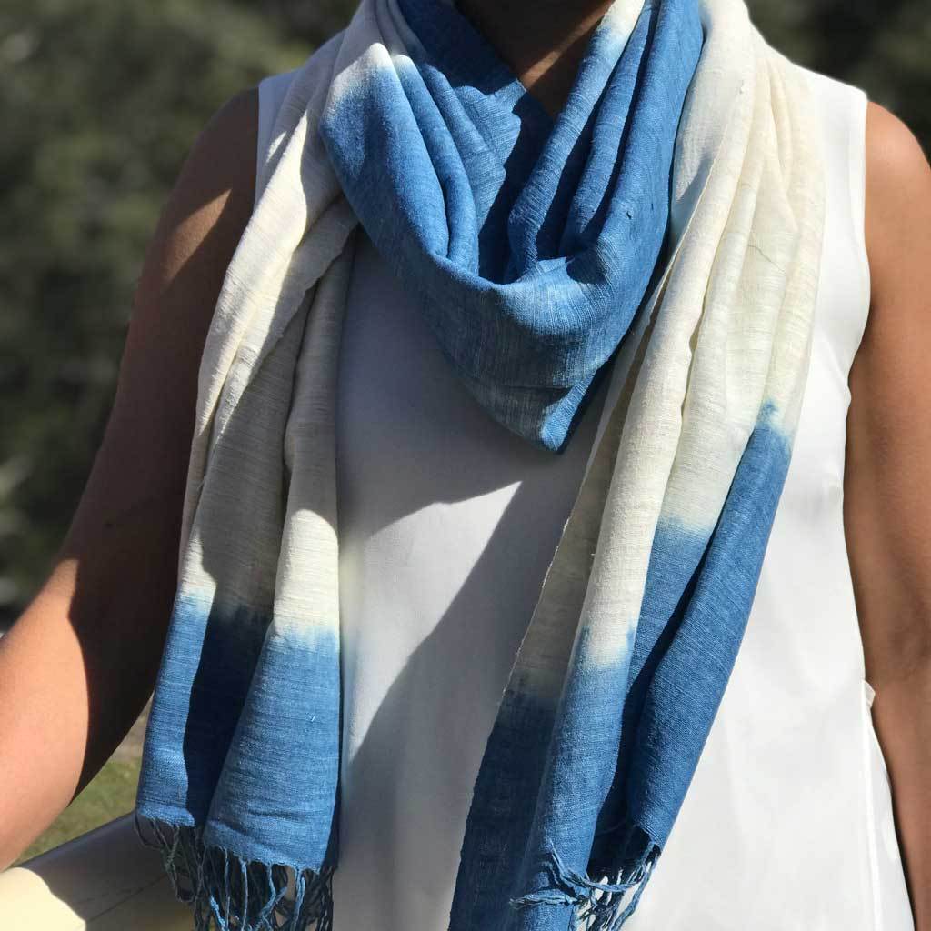 Silk and Linen Scarf/Wrap - Slate Blue, Vietnam - Women's Peace Collection