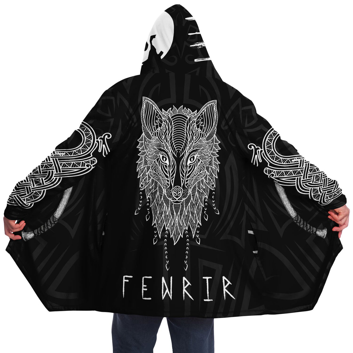 Fenrir Norse BW | Hooded Cloak