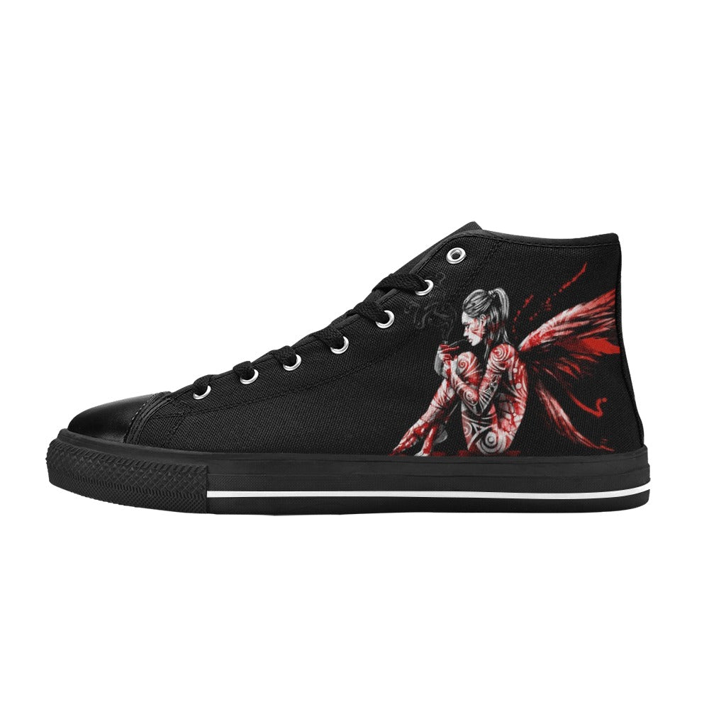 Dark Slate Gray Fairy Getting High Fairycore | Men’s Classic High Top Canvas Shoes