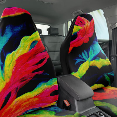 Dark Slate Gray Tie Dye Pink Yellow & Blue On Black | Car seat Covers