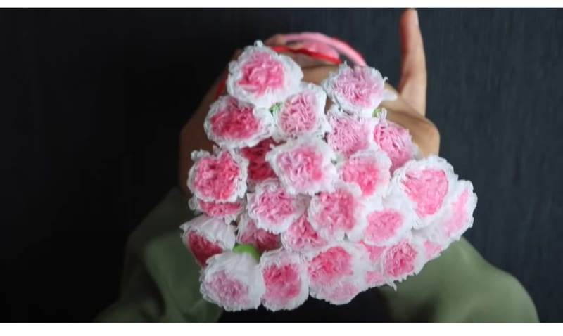 Lovely tissue paper flowers highlighted with watercolor to make it look more realistic