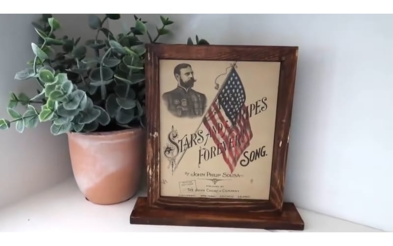  Stars and Stripes Forever Song printout in a double-sided sign stand