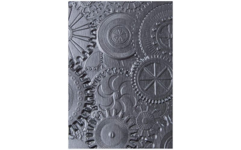 Sizzix 3D metallic gray embossing folder with gear pattern