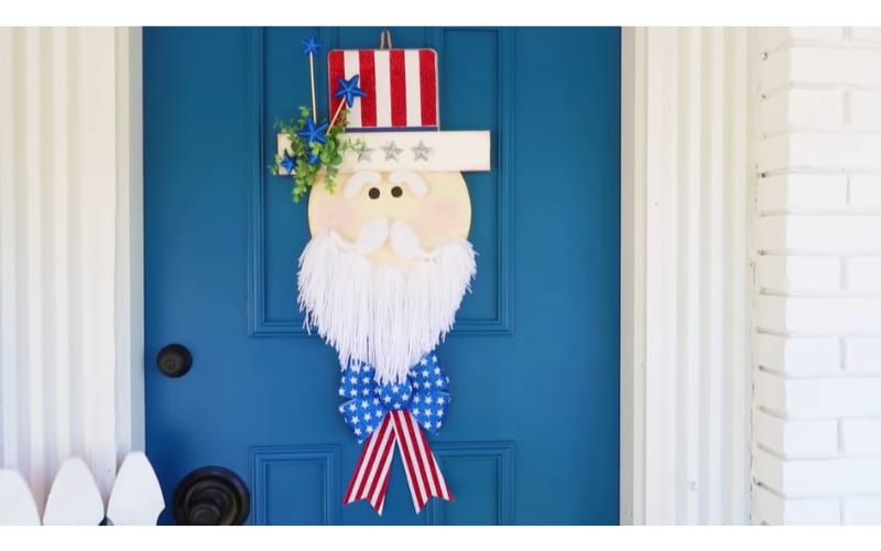 Uncle Sam-themed door hanger made from kraft cardstock and glitter paper