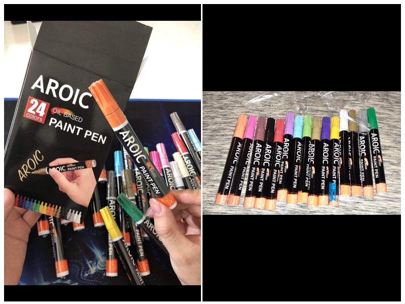 AROIC Paint Pens Paint Markers, 16 colors Oil-Based Waterproof Paint Marker  Pen Set On Rock, Wood, Fabric, Metal, Plastic, Glass, Canvas, Mugs