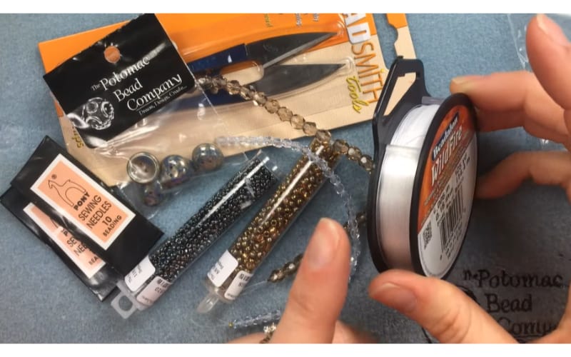 supplies and strung beads for bead jewelry-making
