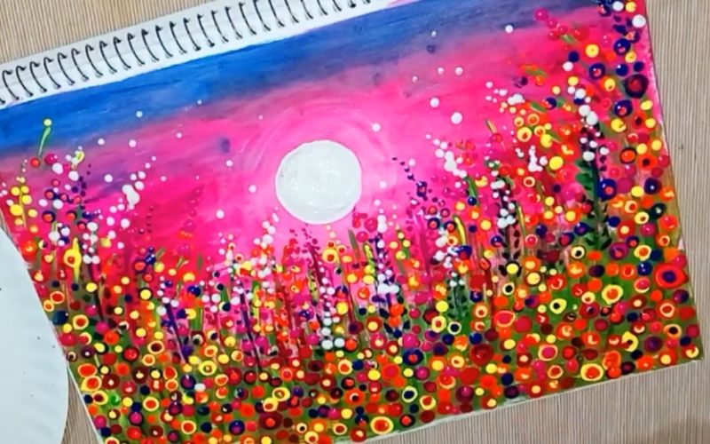 Abstract dot landscape painting