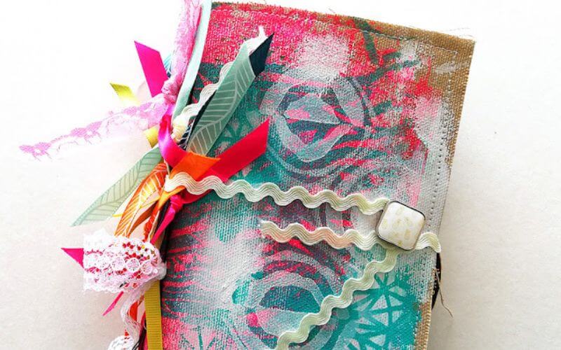 Art journal with colorful fabric cover - Image by clayscrapkreativ