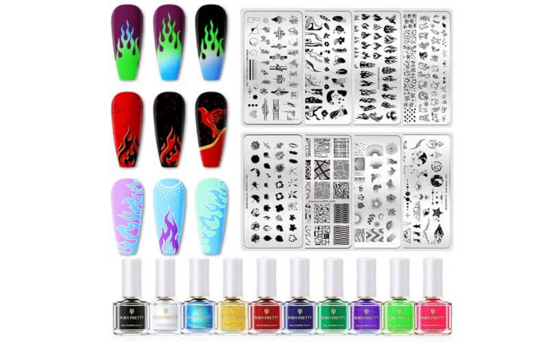 Born Pretty Stamping Polish Kit and nails with design
