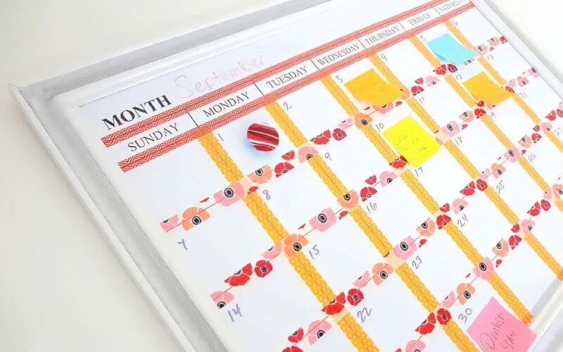Calendar Designed with a Washi Tape