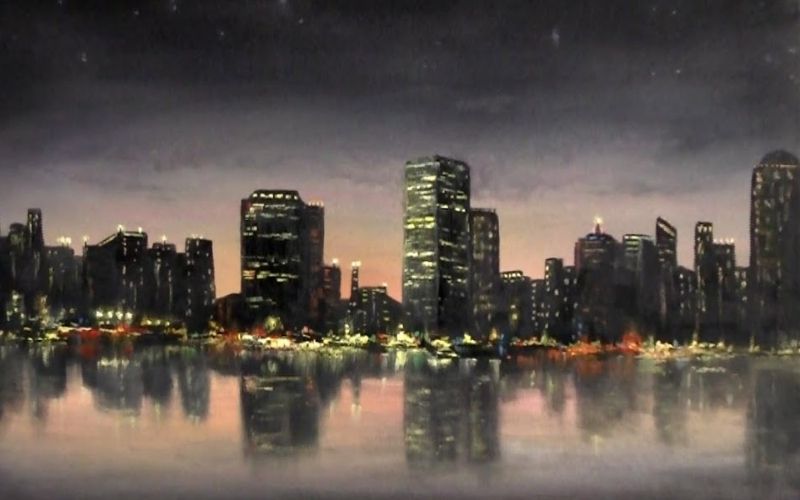 City Lights, Oil on Canvas